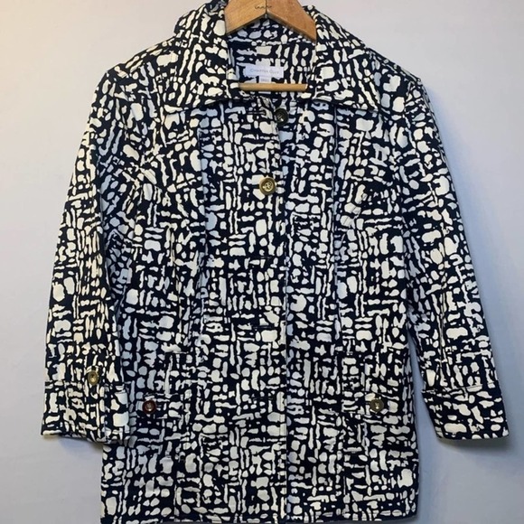 𝅺CHARTER Club Black and white patterned blazer S - Picture 2 of 10